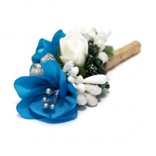 Голубая бутоньерка SF ручной работы DZV-17010