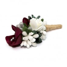 Бордовая бутоньерка SF ручной работы DZV-17003
