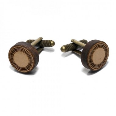 Деревянные Запонки Круглые С Узором Dzp-0642