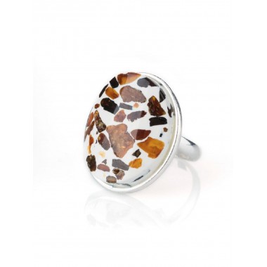 Кольцо янтарь (кл-янт-018) мельхиор, D-24х20